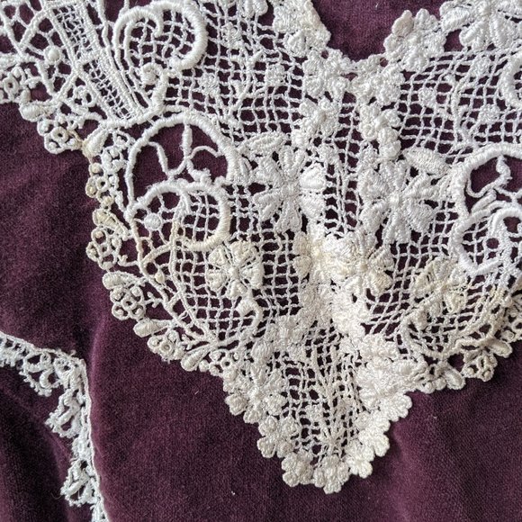 Authentic Purple Velvet Gunne Sax Midi Dress with Lace - Picture 7 of 11